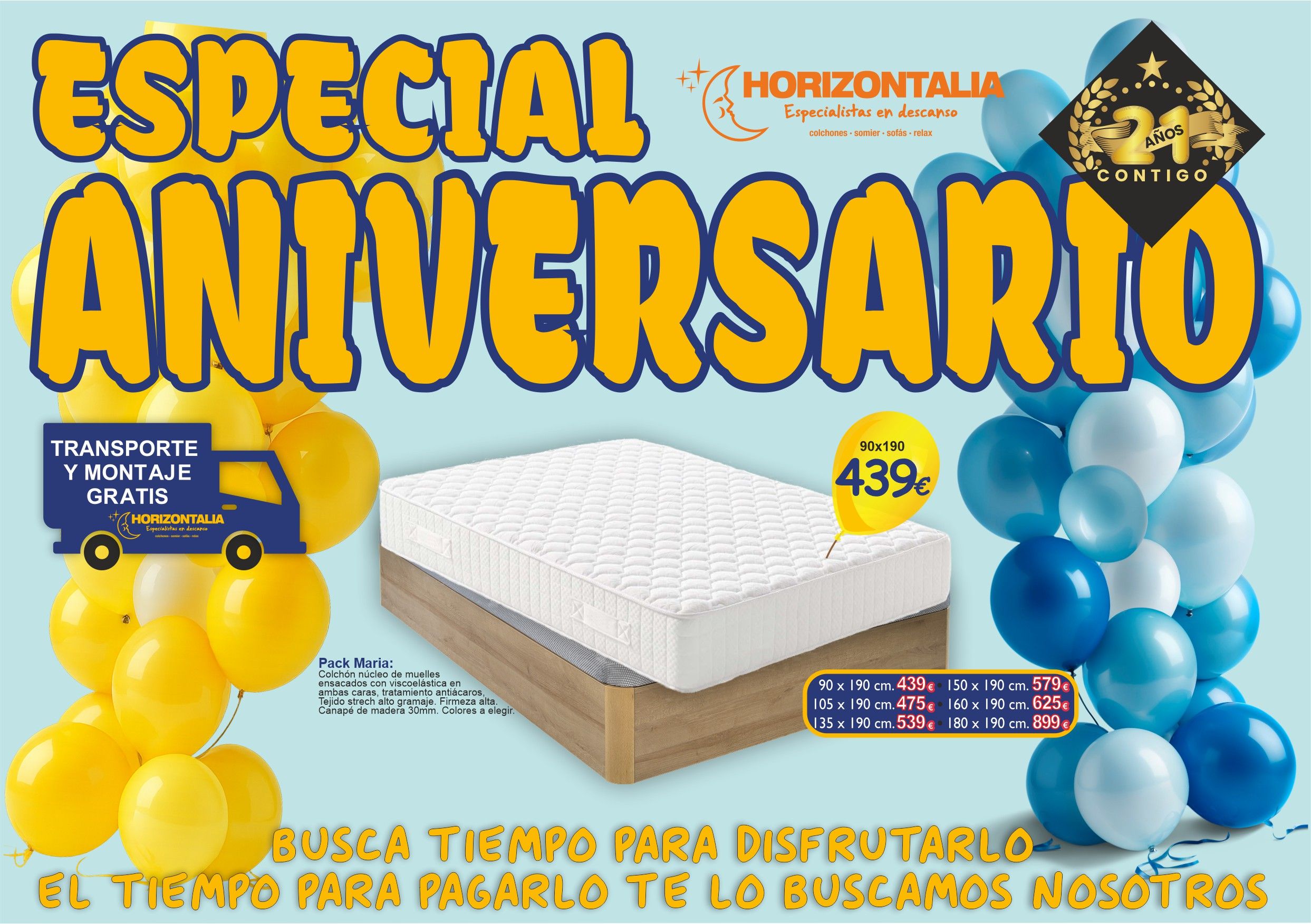 COLCHONES Y SOFAS EN CARTAGENA MURCIA HORIZONTALIA ANIVERSARIO 21 AÑOS CONTIGO SEPTIEMBRE OCTUBRE 2025